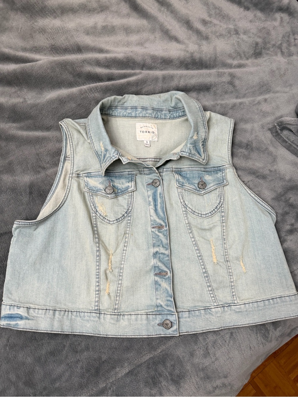 torrid Light Blue Washed Denim Vest - Women's Sleeveless Jacket